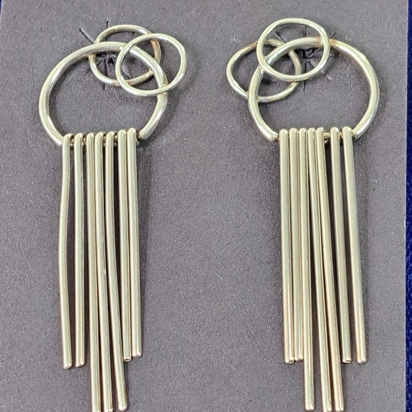 Sterling Silver Circles & Dangle Earrings Post Style - Picture 8 of 14